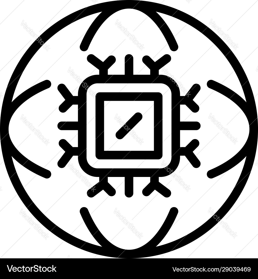 Ai global processor icon outline style vector image