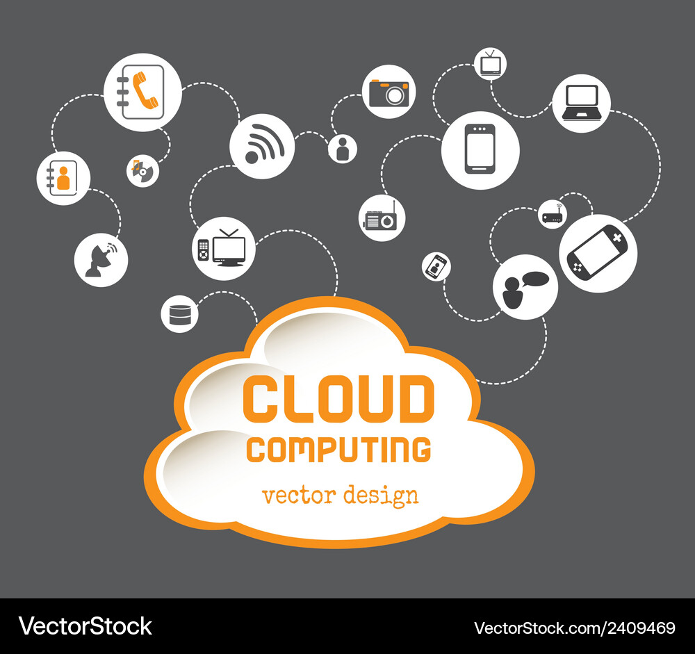 Cloud computing over gray background Vector Image