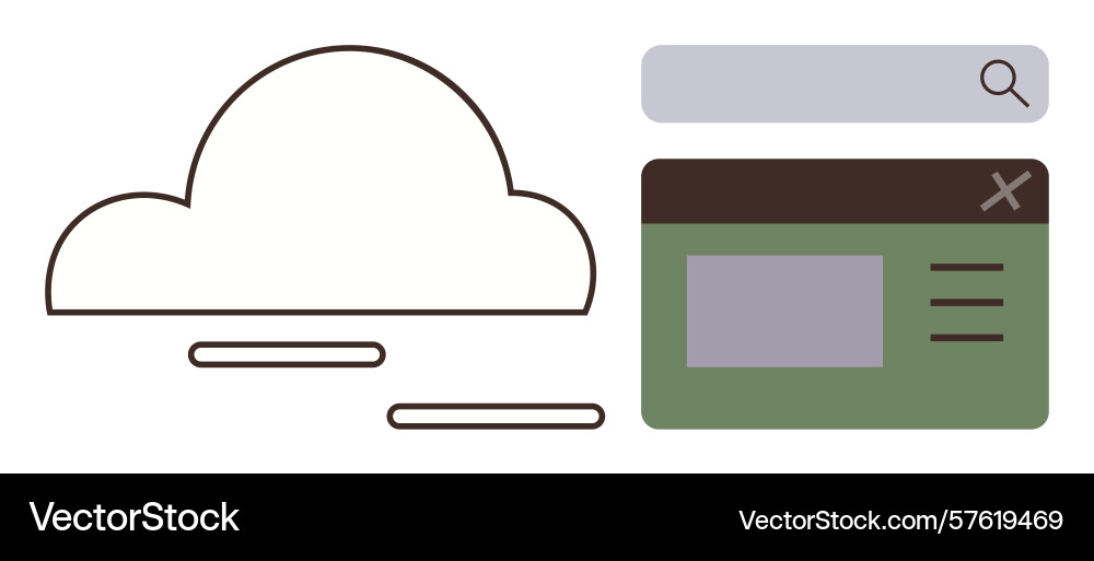 Cloud storage concept with search bar and file vector image