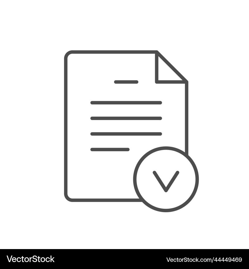 Document Approval Icon - Line Style vector image