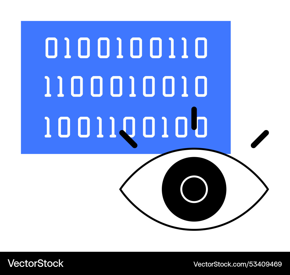 Eye observing binary code and digital concepts Eye observing binary code and digital concepts Vector Image