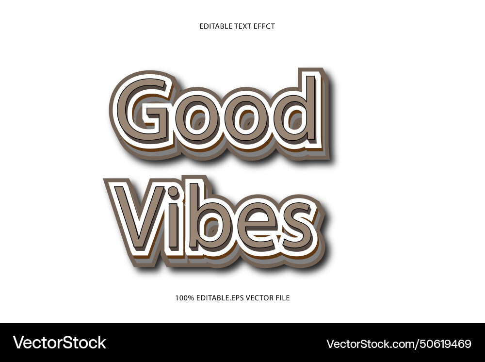 Good vibes editable text effect 3d emboss Good vibes editable text effect 3d emboss vector image