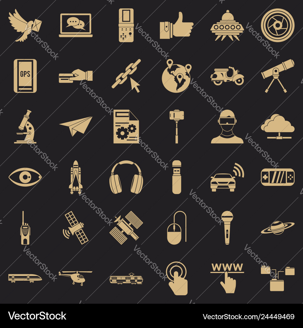 Internet technology icons set simple style Internet technology icons set simple style Vector Image