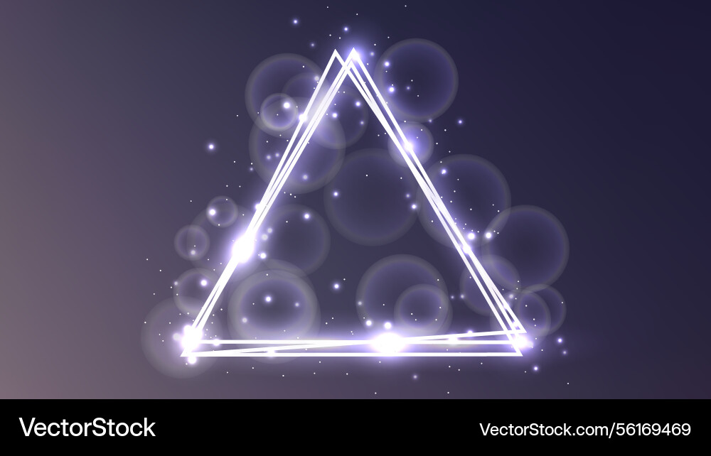 Neon triangular frame with shining effects Neon triangular frame with shining effects vector image