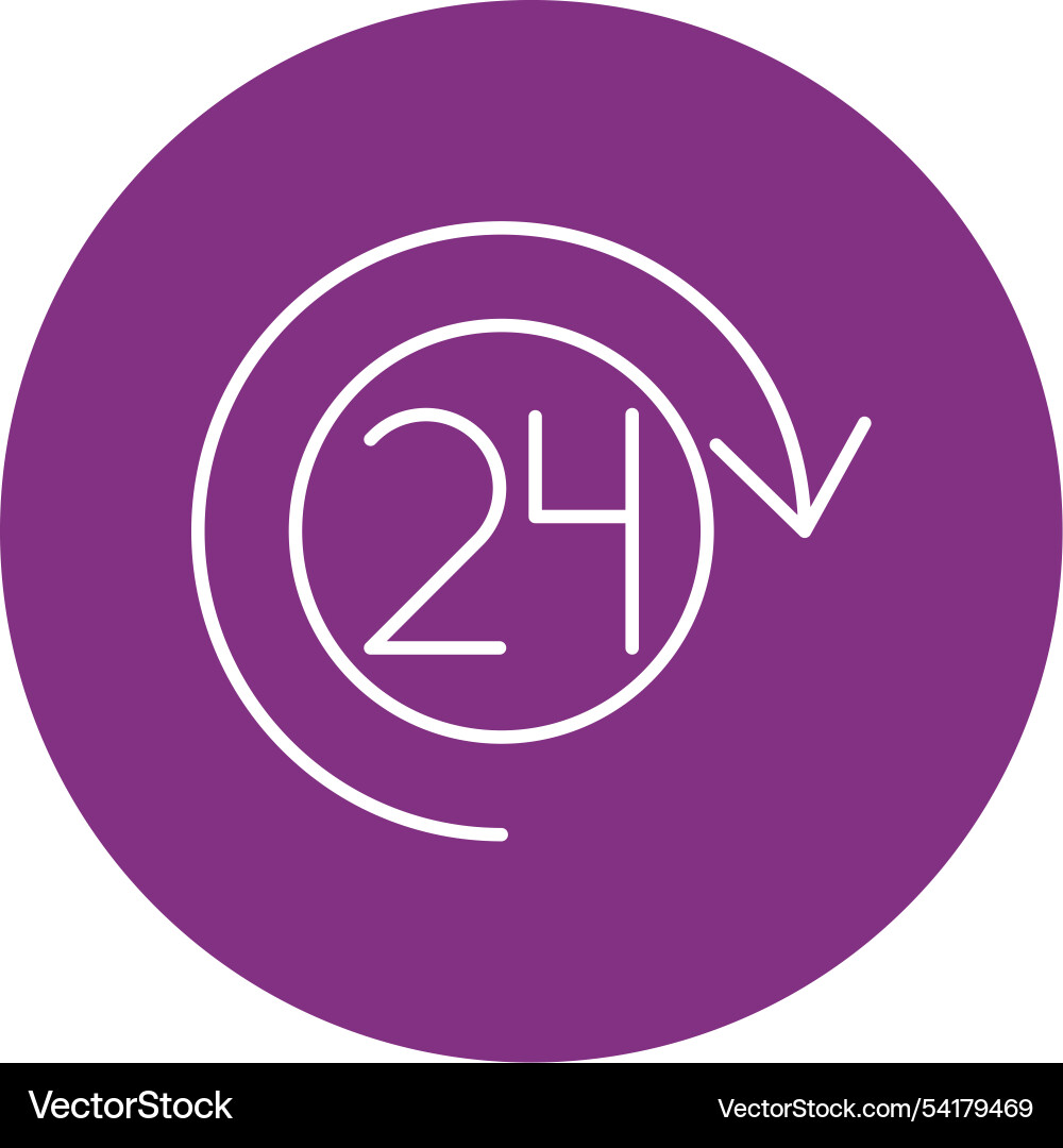 Open 24 hours line circle icon Vector Image