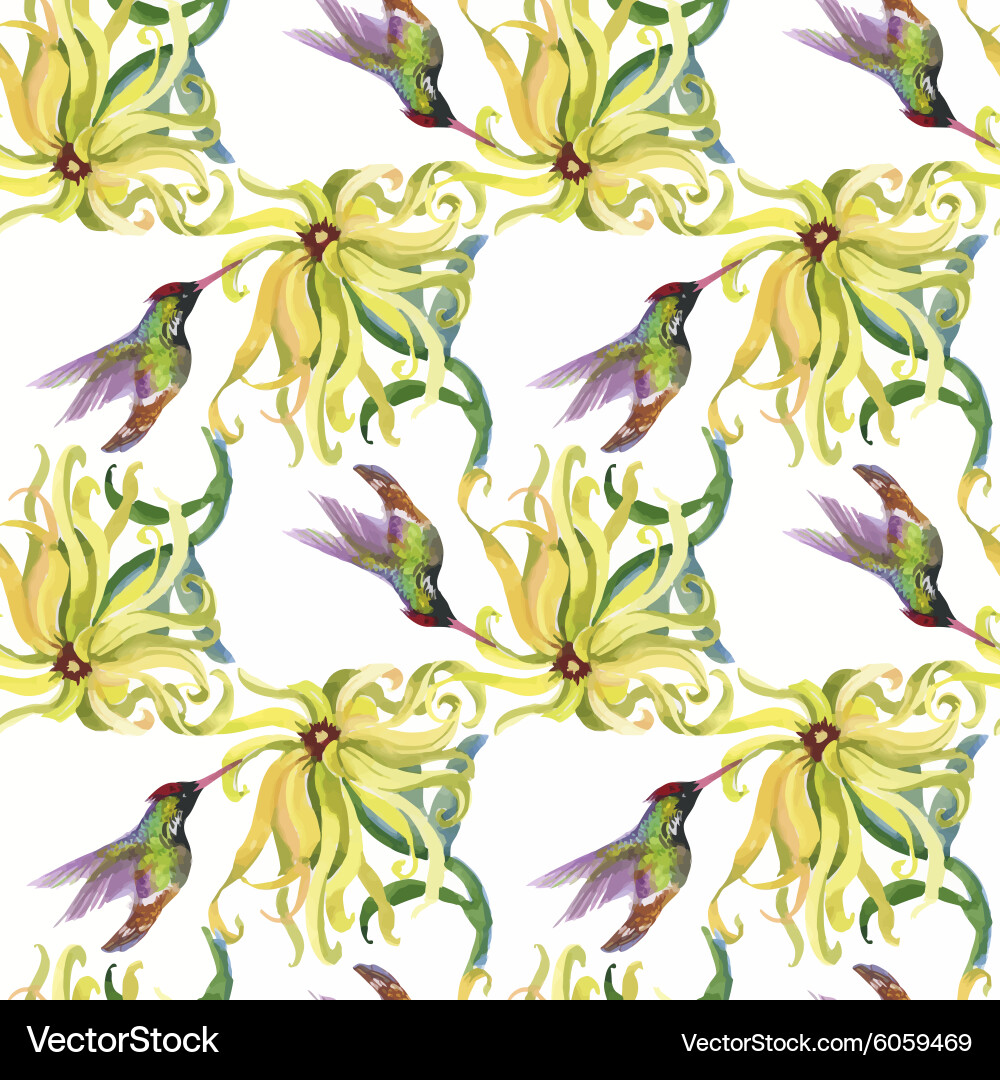Tropical floral watercolor seamless pattern Vector Image
