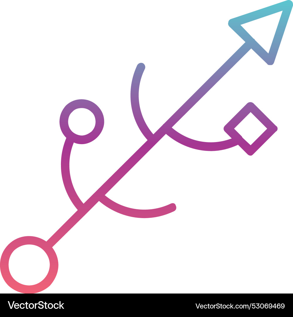 Usb connector line gradient design Vector Image