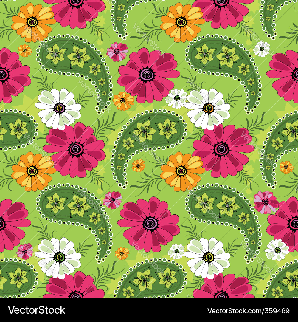 Vibrant Floral Paisley Pattern Vector Image