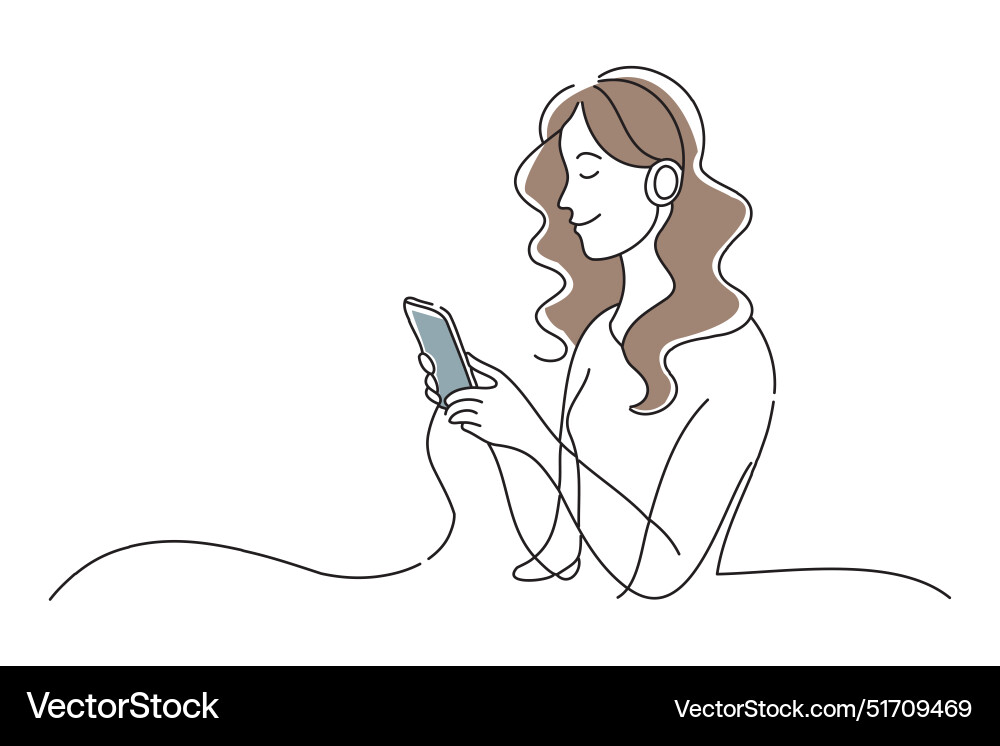 Woman watching video on smartphone doodle Woman watching video on smartphone doodle vector image