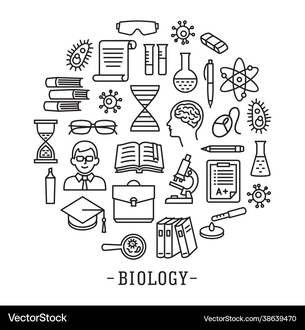 Biology school circle icon set Vector Image
