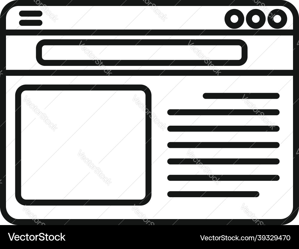 Browser bar icon outline internet window Browser bar icon outline internet window vector image