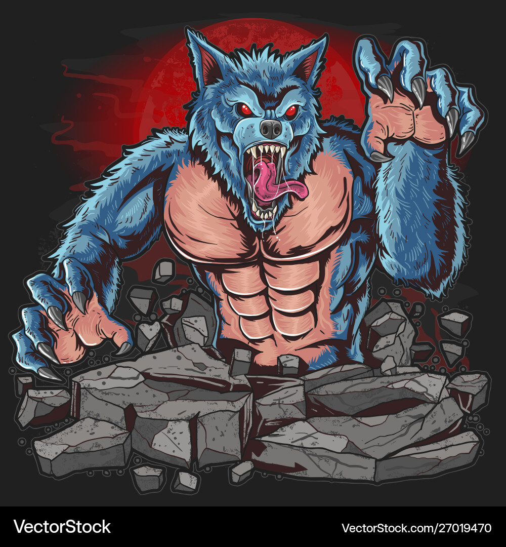 Dark Werewolf Horror Artwork Vector Image
