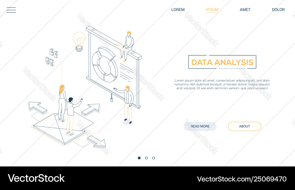 Data analysis - line design style isometric web Vector Image