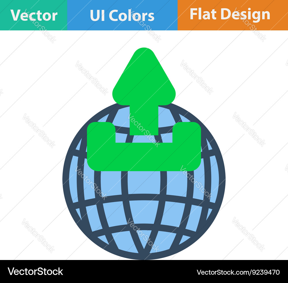 Globe with upload symbol icon Vector Image