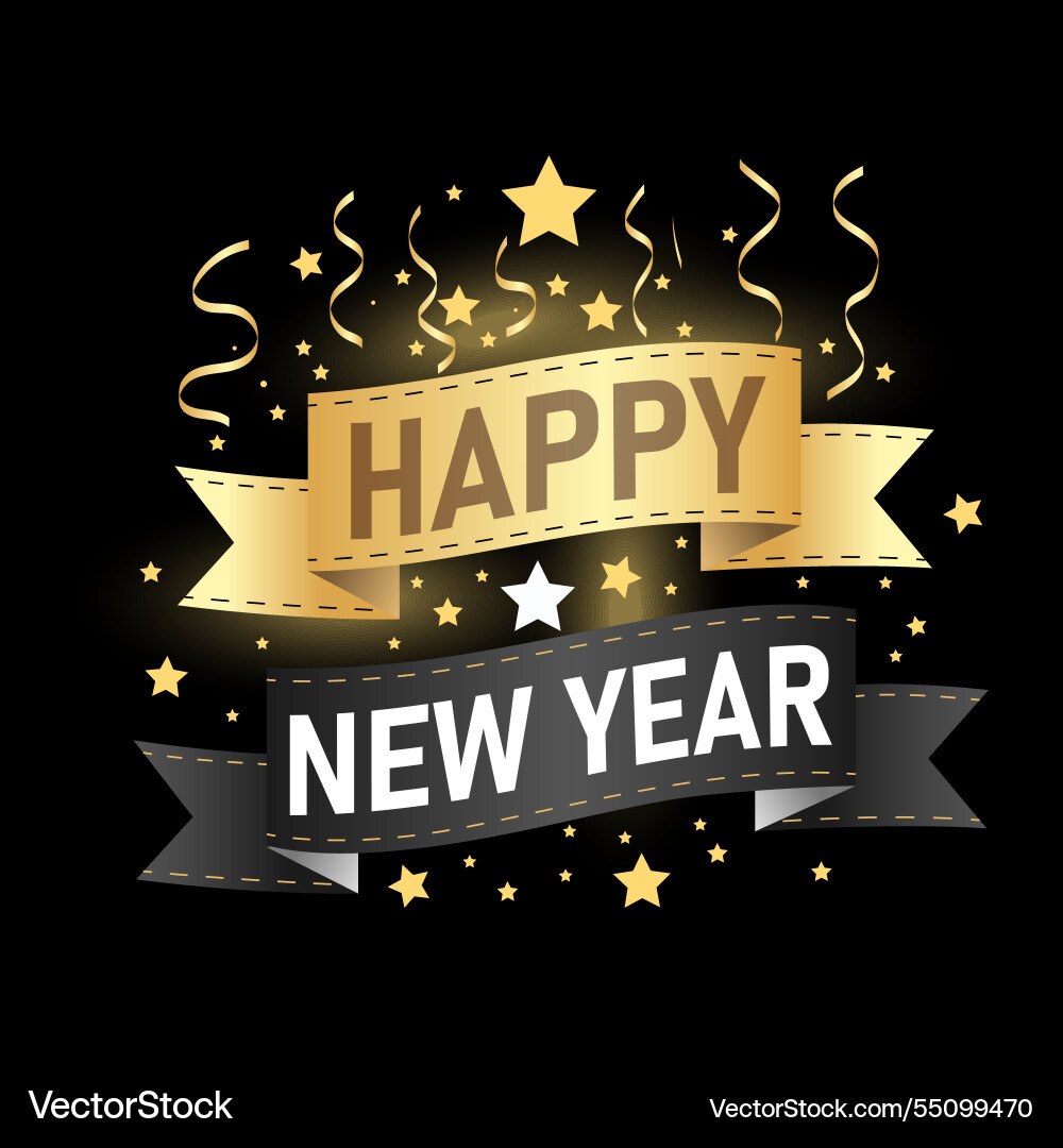 Happy new year script text design vector image