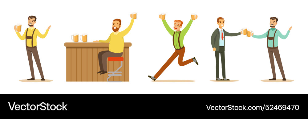 Man character with beer relaxing at pub or bar Vector Image
