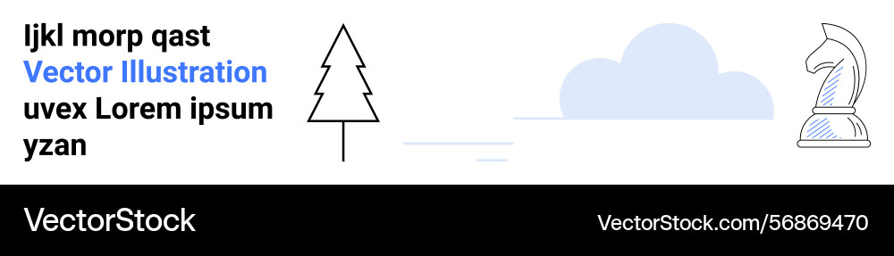 Minimalistic design with tree chess knight cloud Minimalistic design with tree chess knight cloud Vector Image