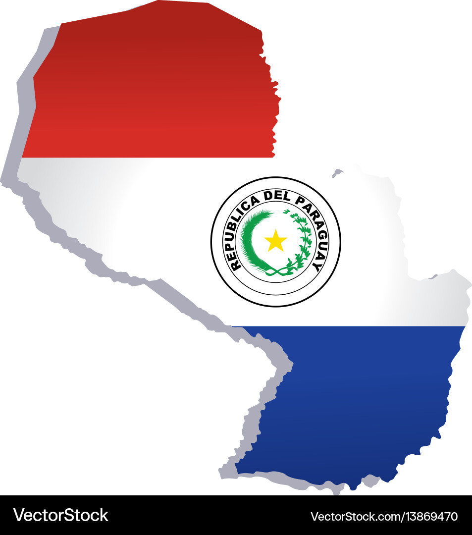Paraguay Flag and Map Vector Image