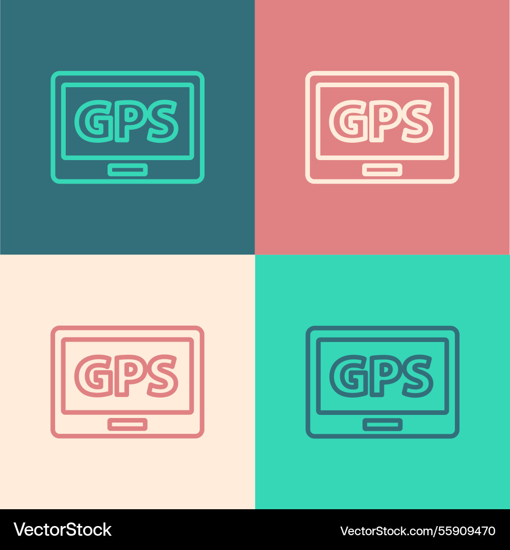 Pop art line gps device with map icon isolated Pop art line gps device with map icon isolated vector image