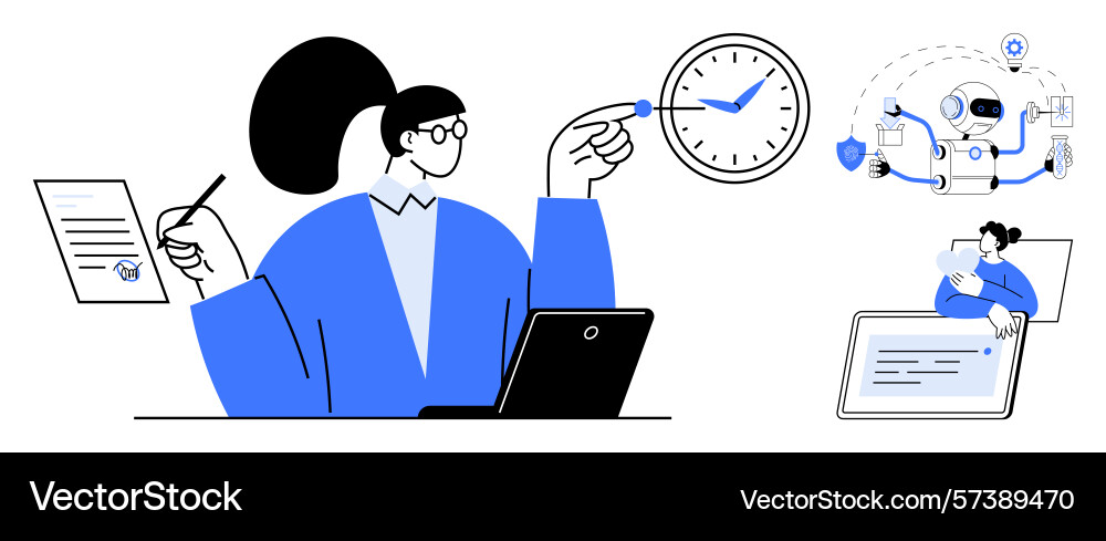 Professional workflow with focus on time Professional workflow with focus on time vector image