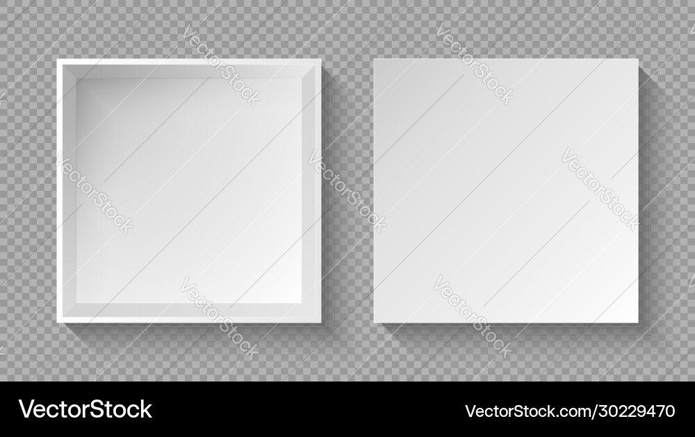 Realistic box top view with shadow on transparent Realistic box top view with shadow on transparent vector image