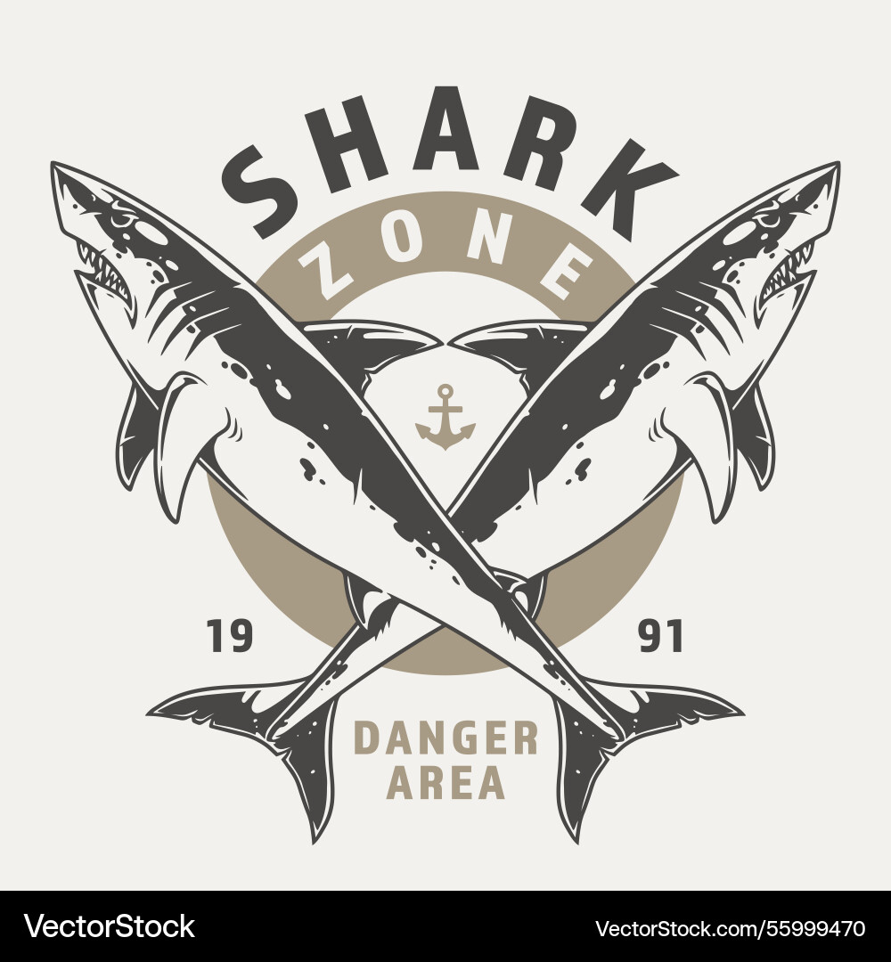 Shark Zone Grafik mit Gefahrenbereich Warnung Shark Zone Grafik mit Gefahrenbereich Warnung vektorbild