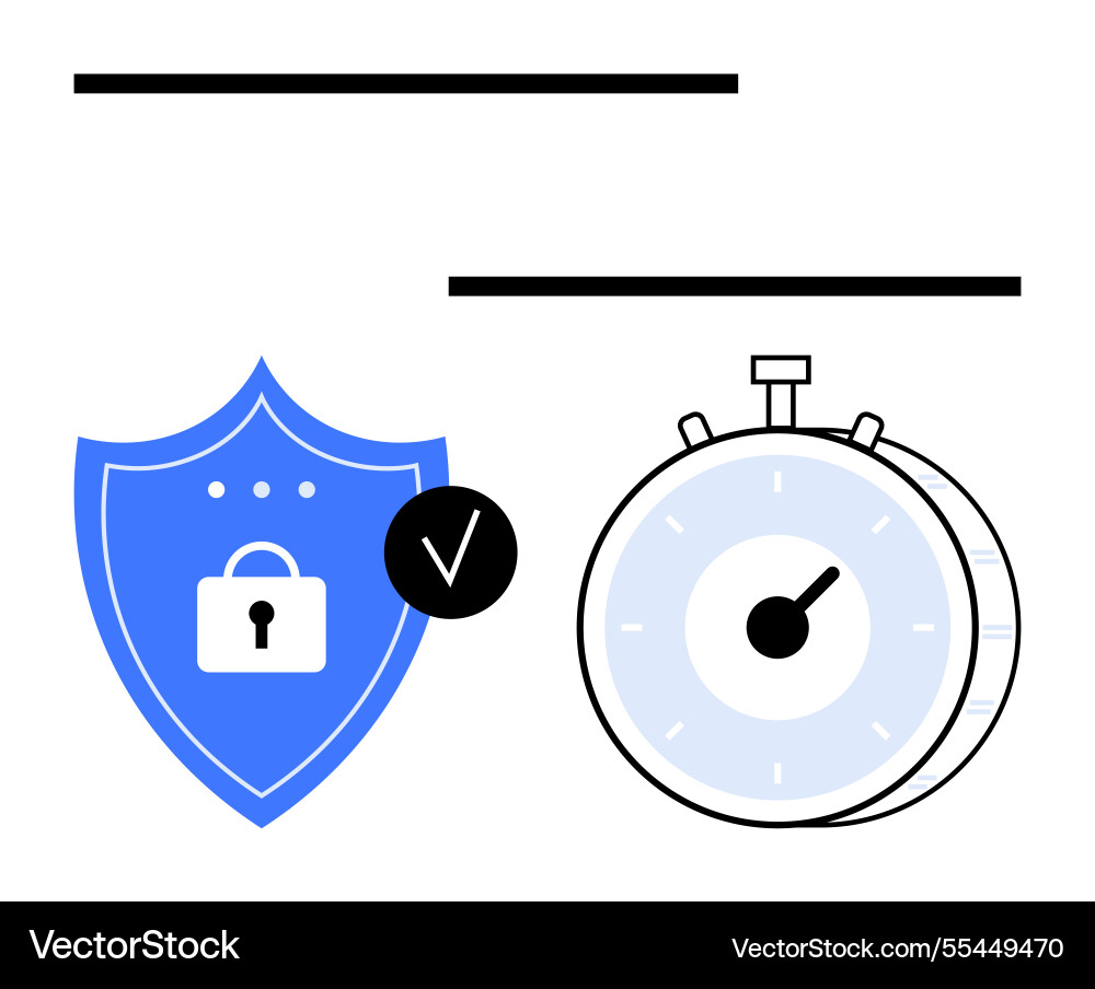 Shield with lock and stopwatch highlight security Shield with lock and stopwatch highlight security vector image