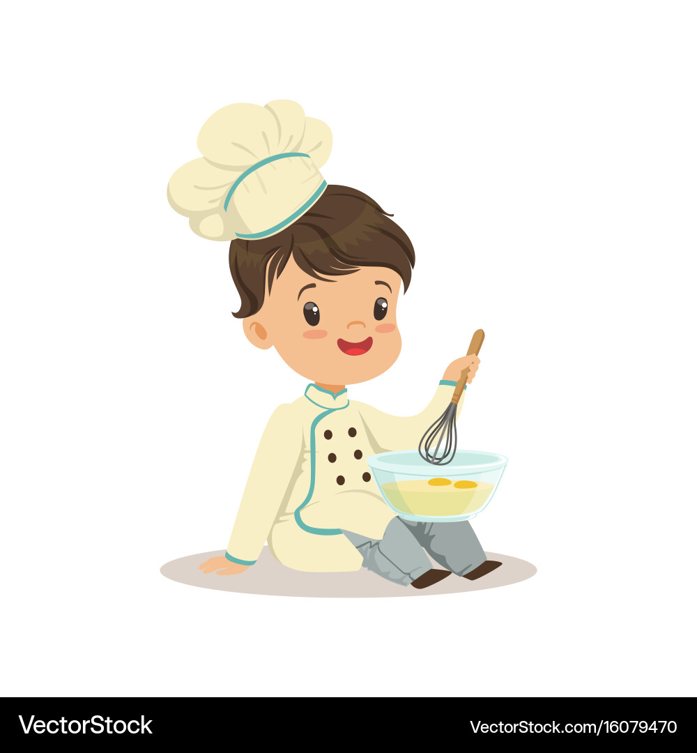 Smiling Young Chef with Mixing Bowl Vector Image