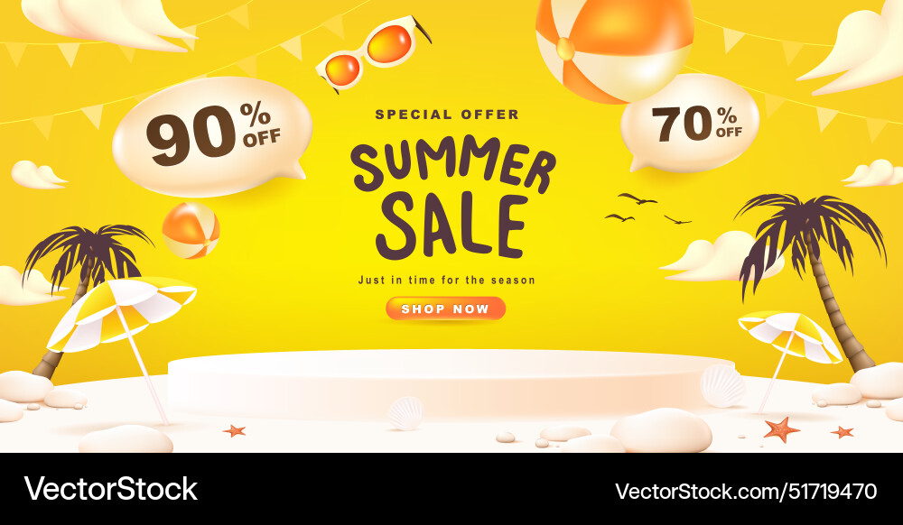 Sommerverkauf Banner Poster mit Podium Display Sommerverkauf Banner Poster mit Podium Display vektorbild
