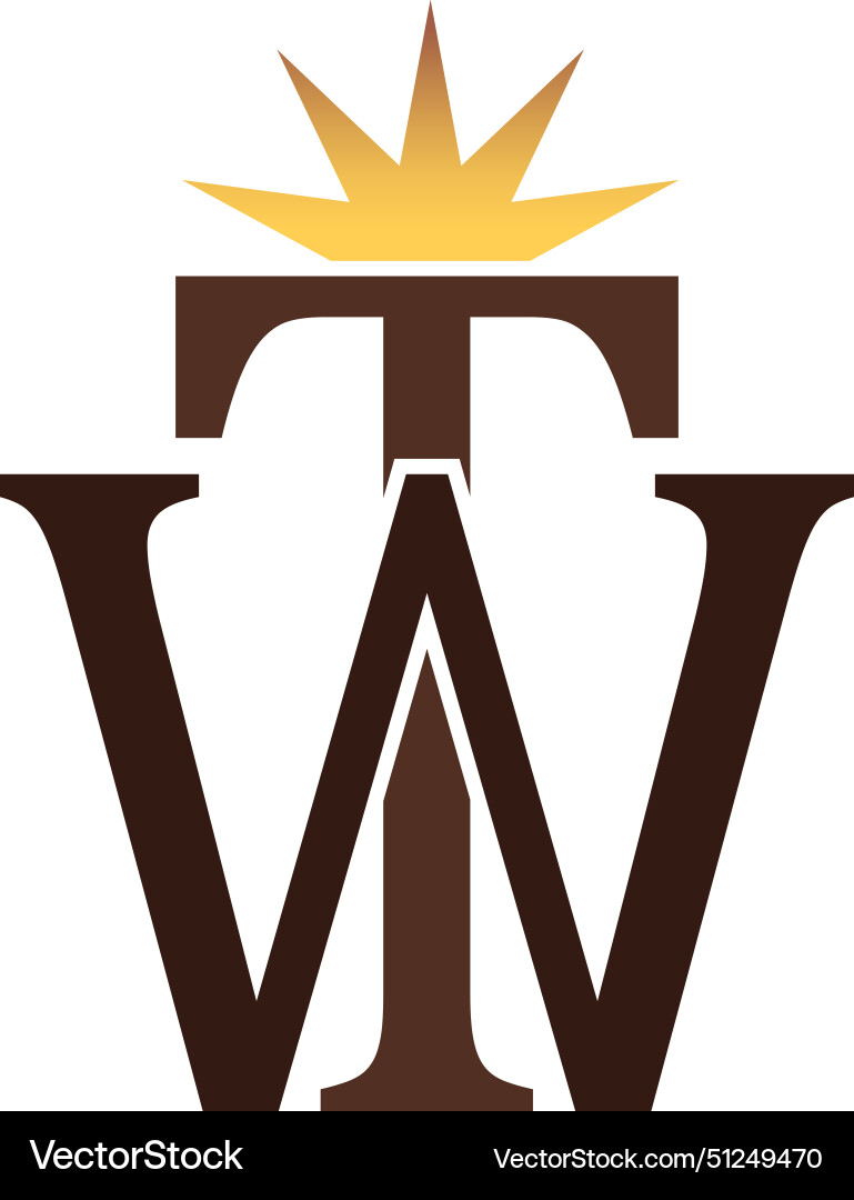 W and t letter logo royal Royalty Free Vector Image
