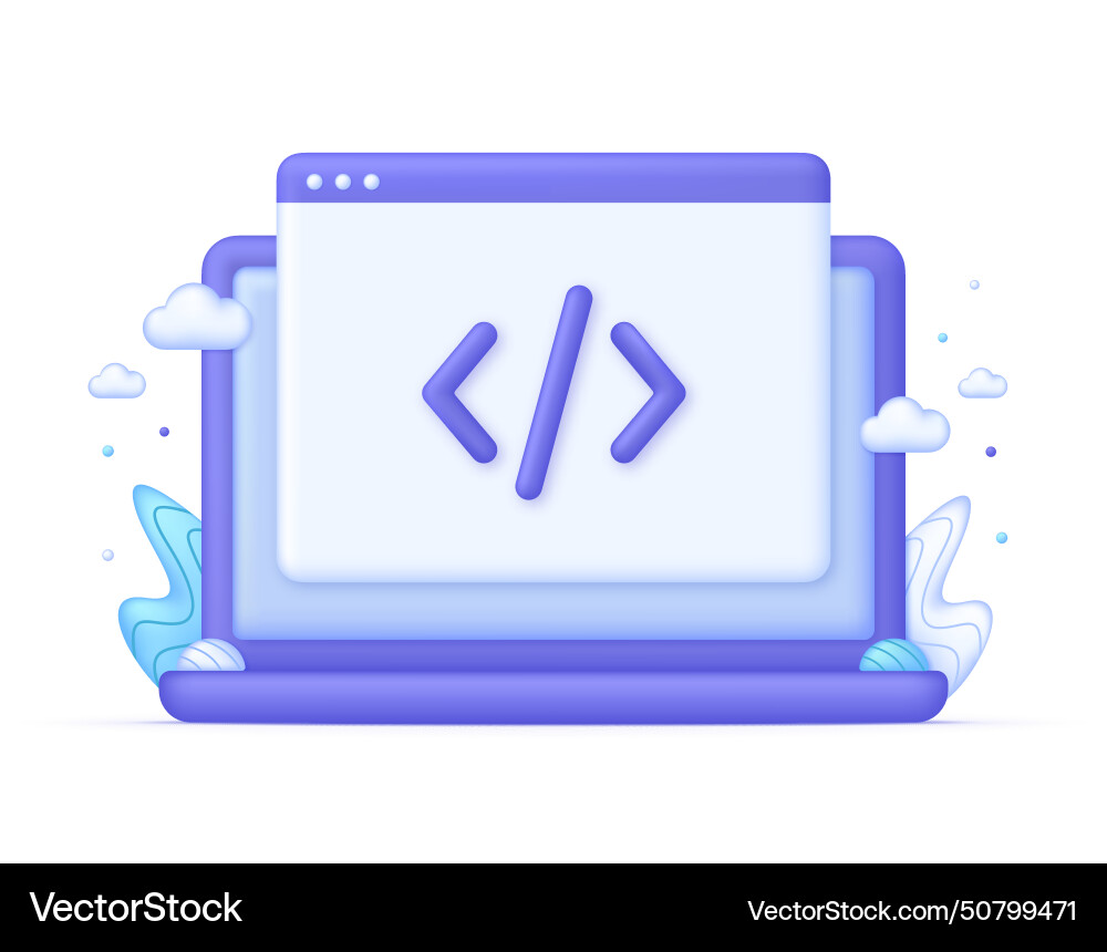 3d web page and programming code 3d web page and programming code vector image