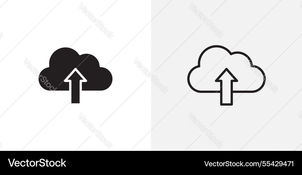 Cloud upload icons pack for apps and ui ux desigs vector image