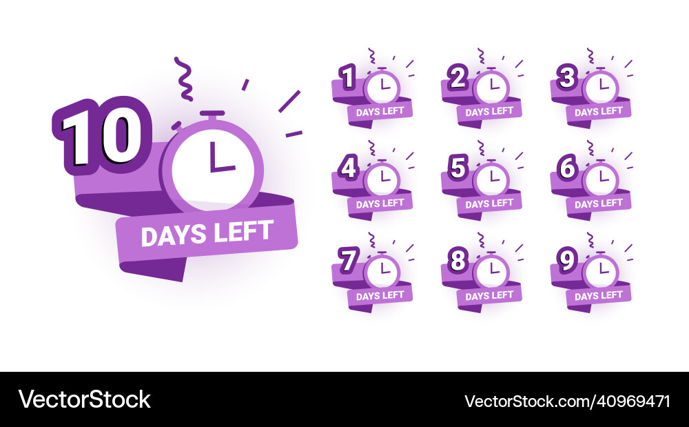 Day count banner countdown days to go 1 2 3 4 5 Vector Image