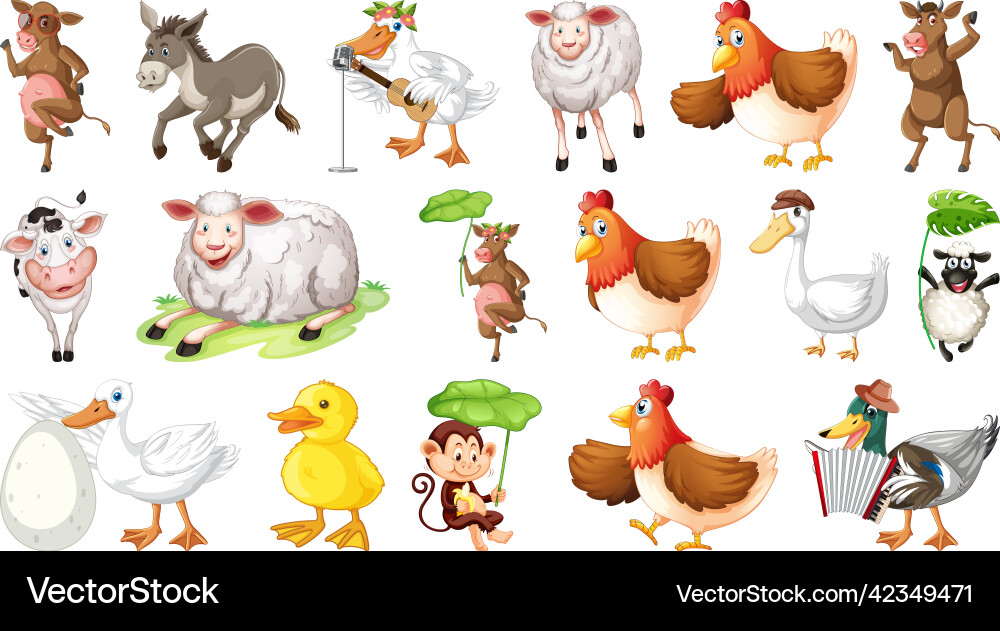Farm animals on white background Farm animals on white background vector image