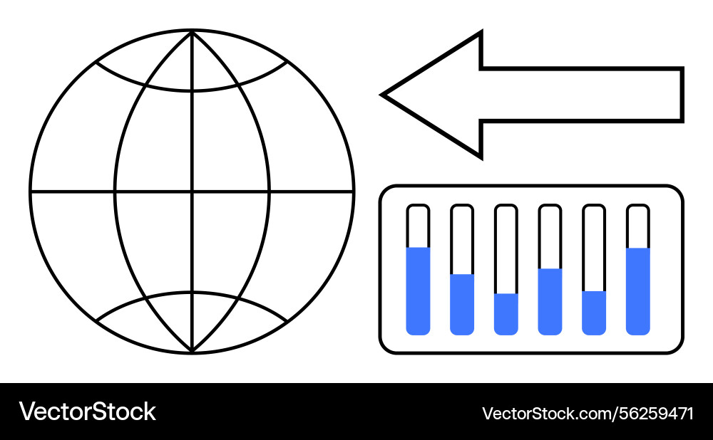 Global data analysis and statistics representation Global data analysis and statistics representation vector image