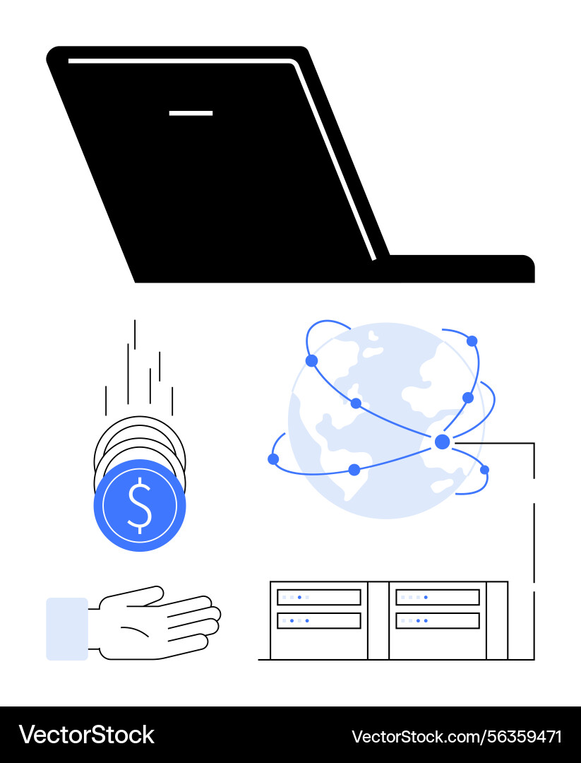 Global online transactions and data management Vector Image