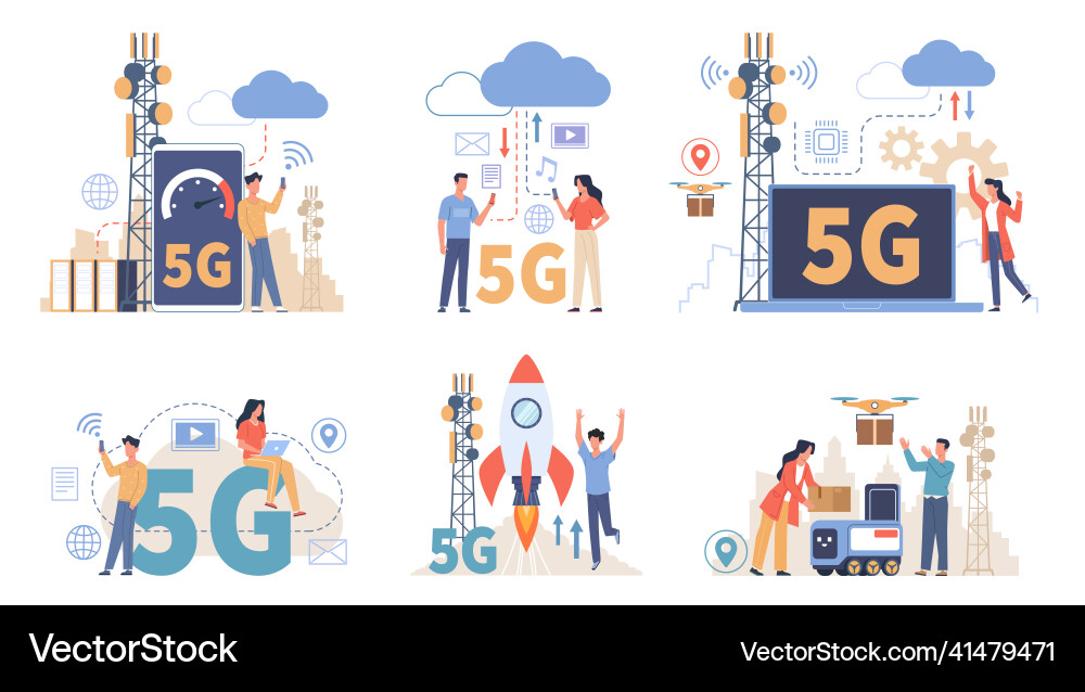 People using 5g users of network options People using 5g users of network options vector image