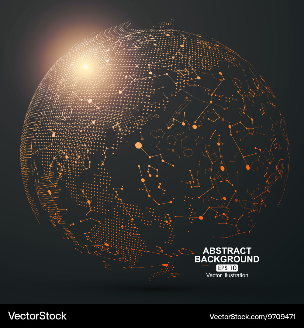 Point and curve constructed the sphere wireframe Vector Image