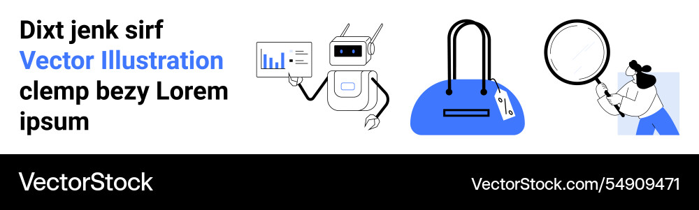 Robot presenting data handbag with tag person Vector Image
