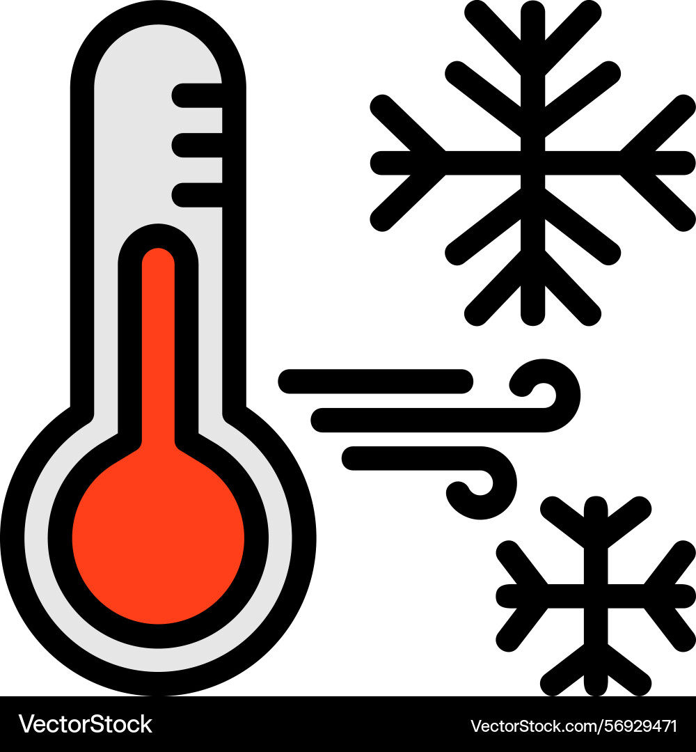 Snowflake with thermometer line filled style icon Vector Image