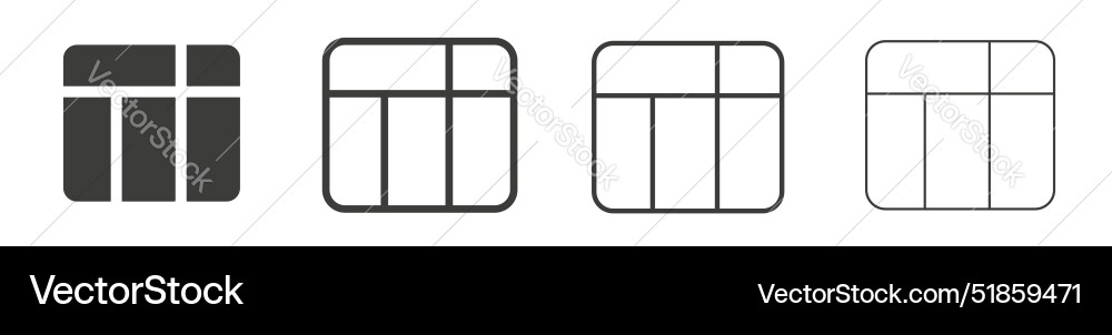 Table layout icon set web excel data Table layout icon set web excel data vector image