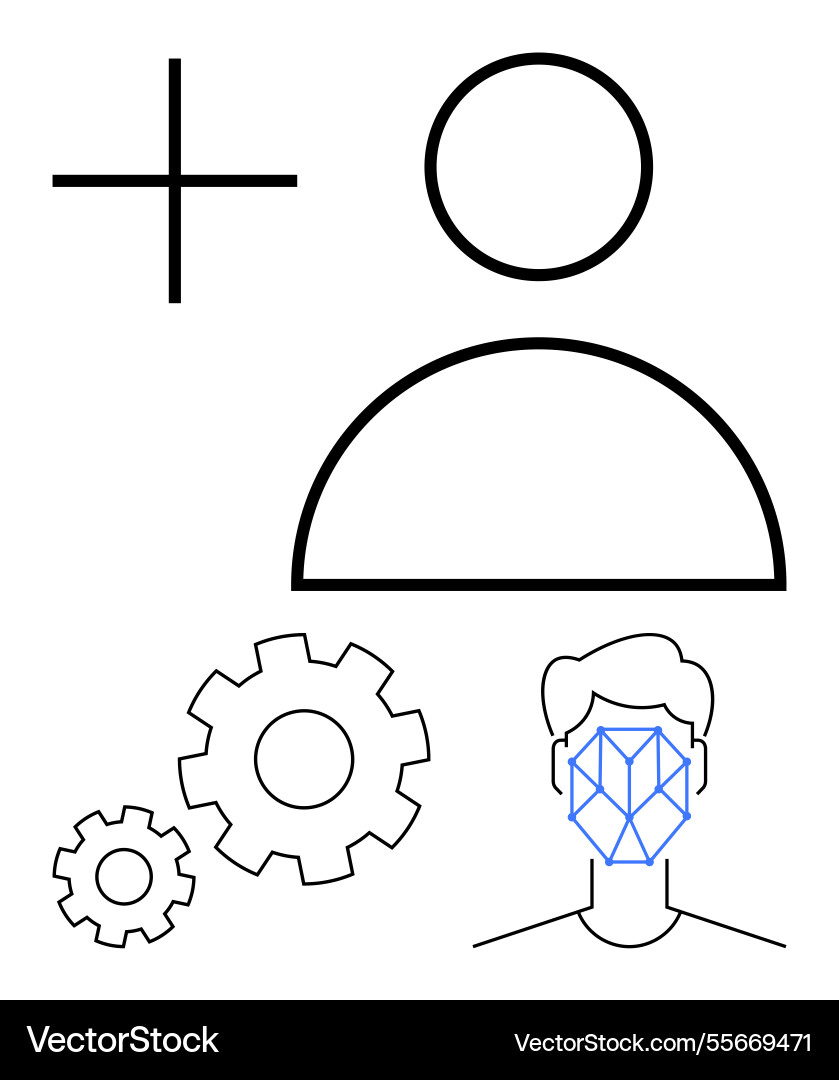 User profile creation with facial recognition User profile creation with facial recognition vector image