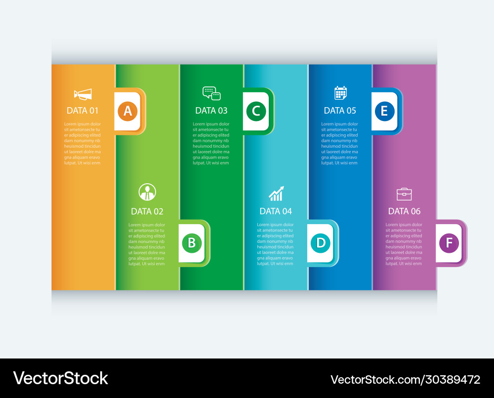 6 data infographics tab paper index template 6 data infographics tab paper index template vector image