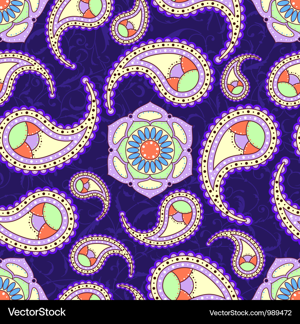 Bright seamless paisley pattern Vector Image