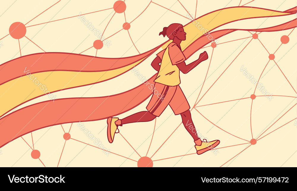 Dynamic runner with flowing lines speed vector image
