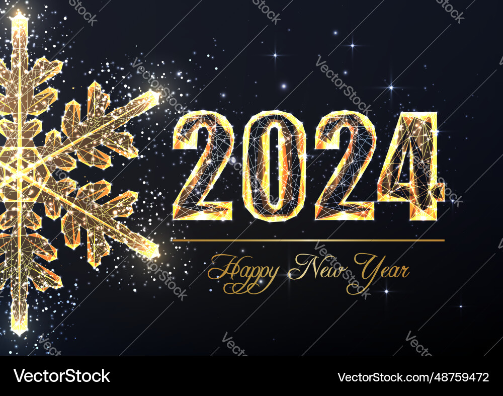 Happy new year 2024 luxury greeting card template vector image