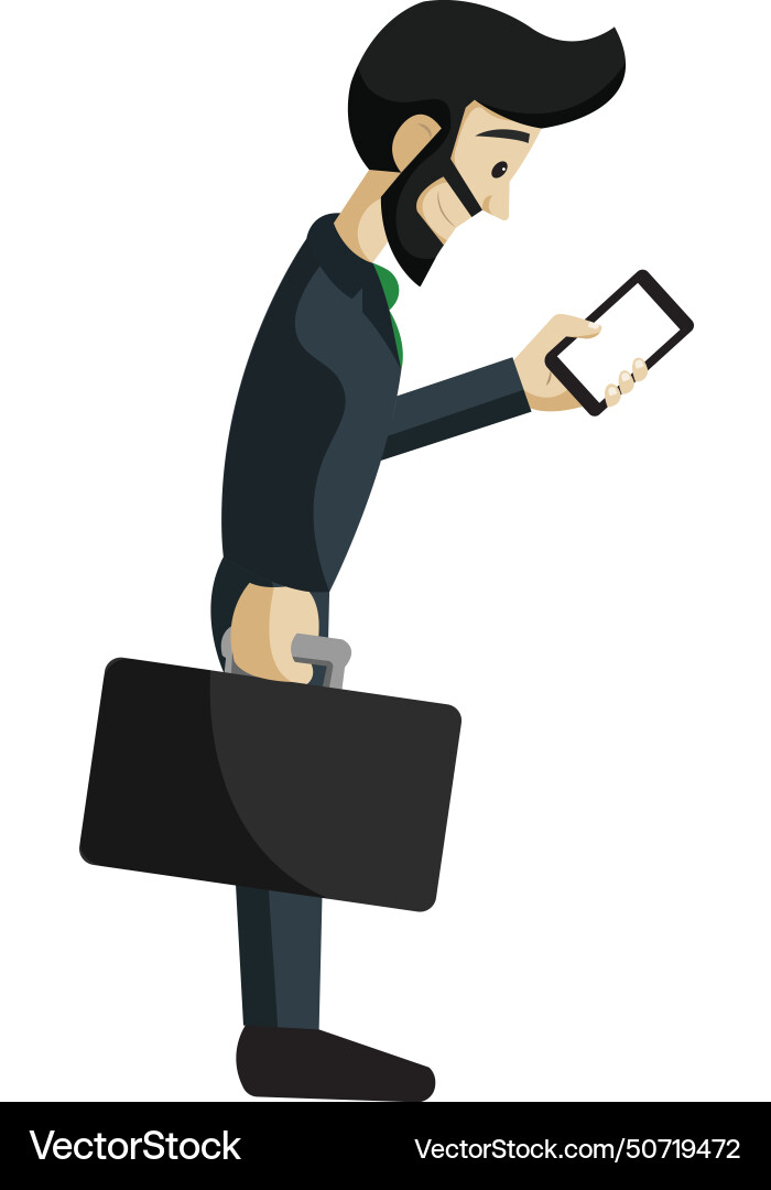 Male character using cellphone social media Vector Image
