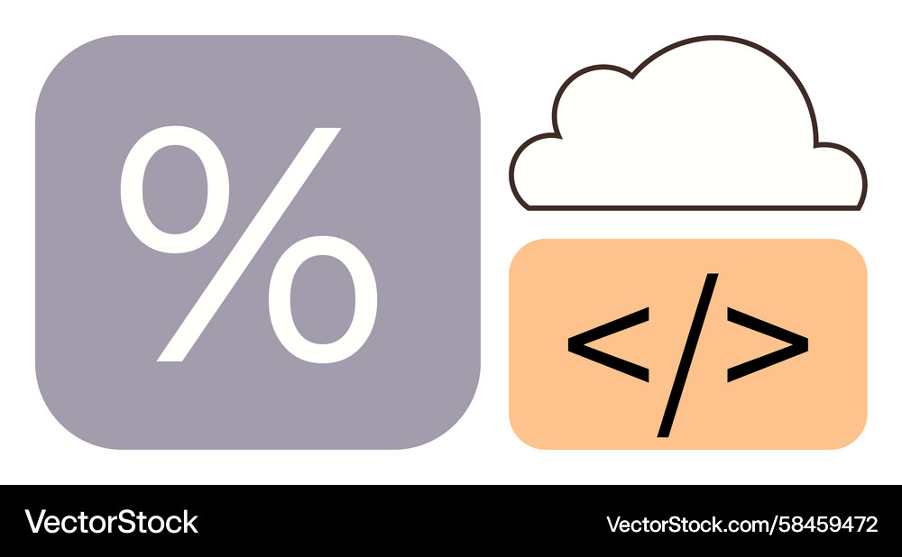 Percent Symbol & Coding Cloud Vector Image