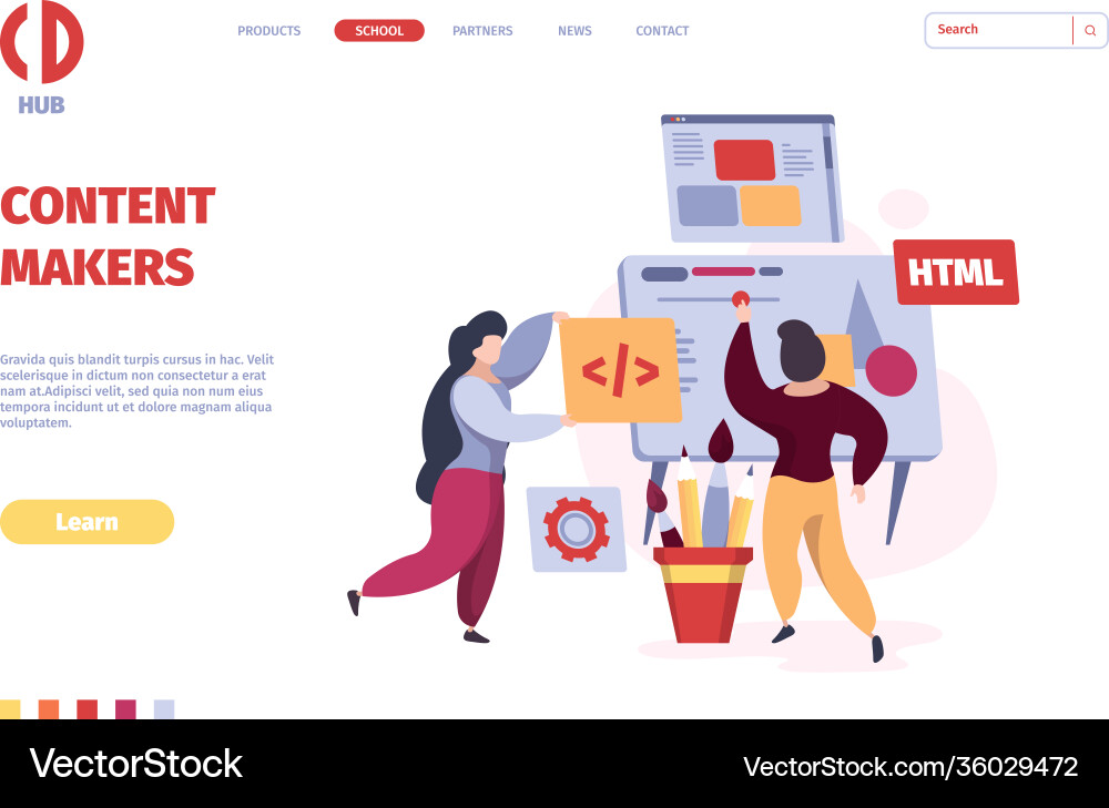 Programmers landing coders and web designers Programmers landing coders and web designers Vector Image