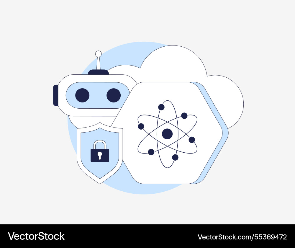 Quantum computing in cloud security enhances vector image